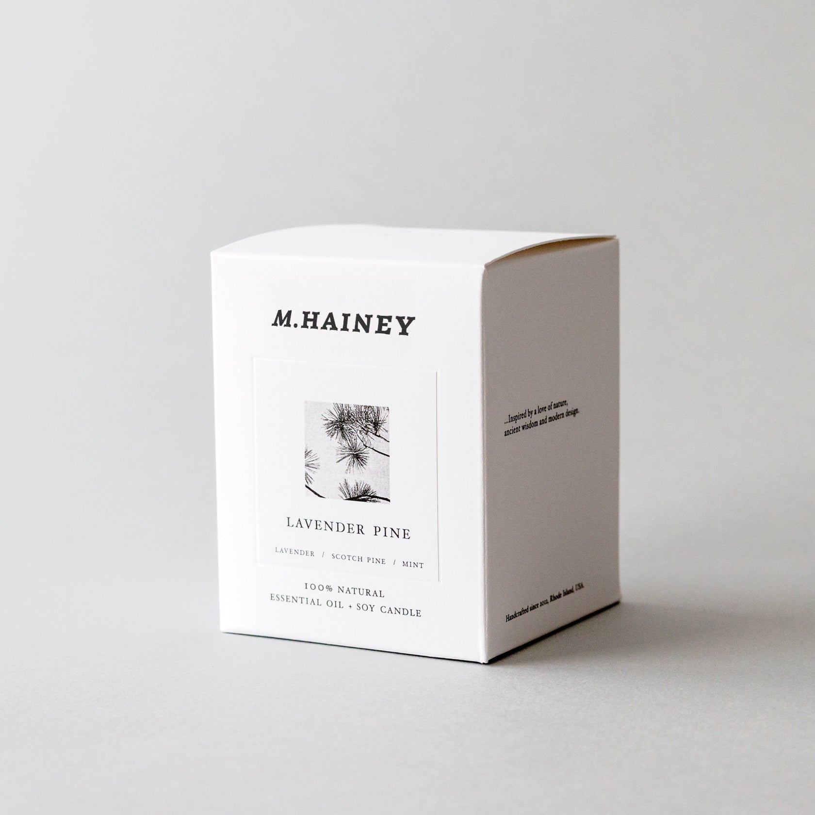 White box with 'M. Hainey' branding on a gray background