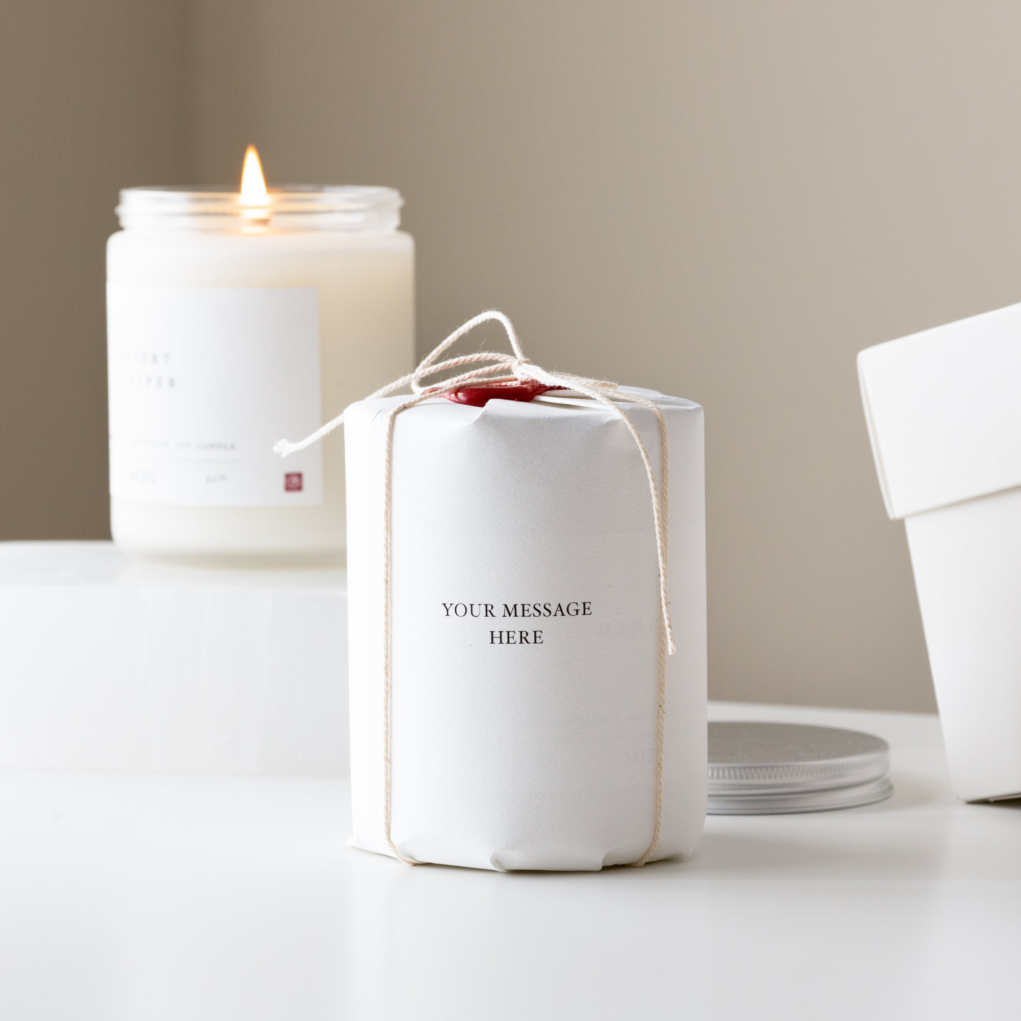 MIZU custom gift wrap candle