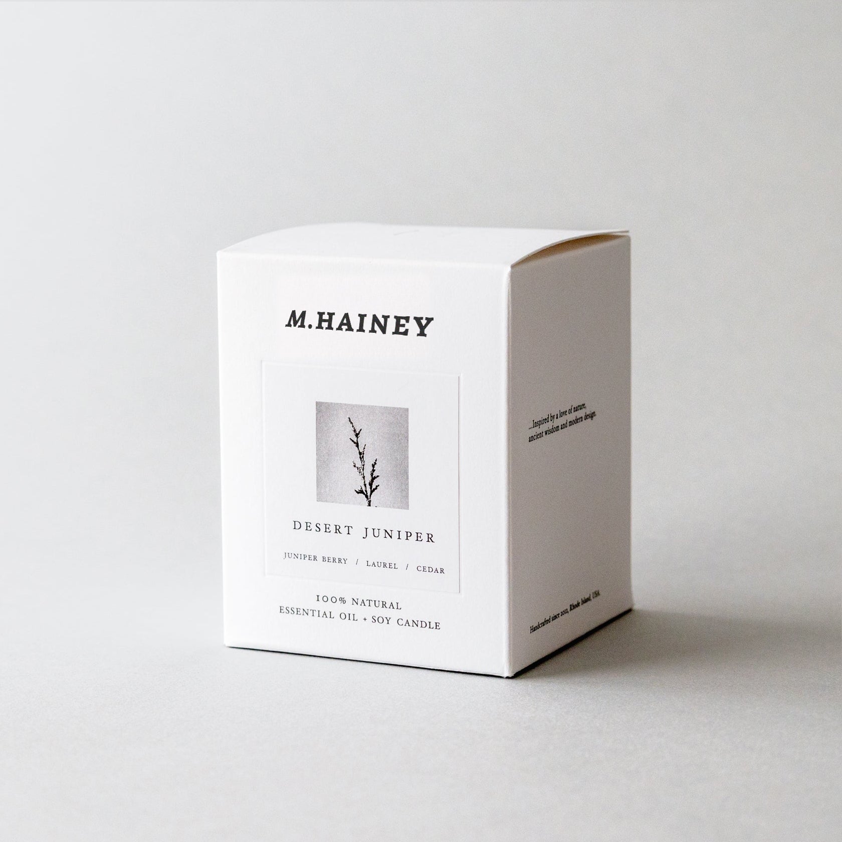 White box with 'M. Hainey' branding on a light gray background